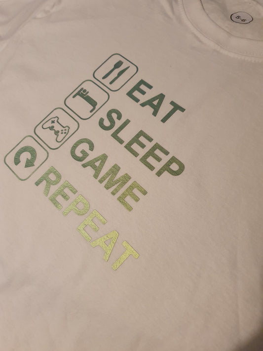 Eat sleep game repeat t shirt