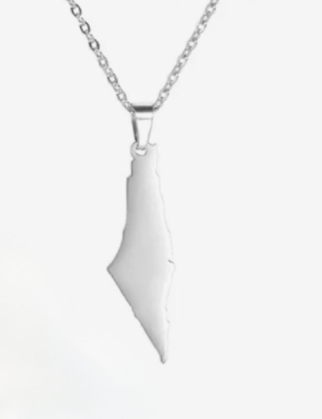 Solid palestine map necklace